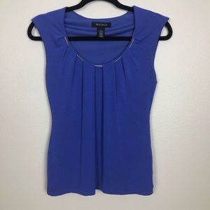 WHBM Blue Tank with Silver-Tone “Necklace” Detail